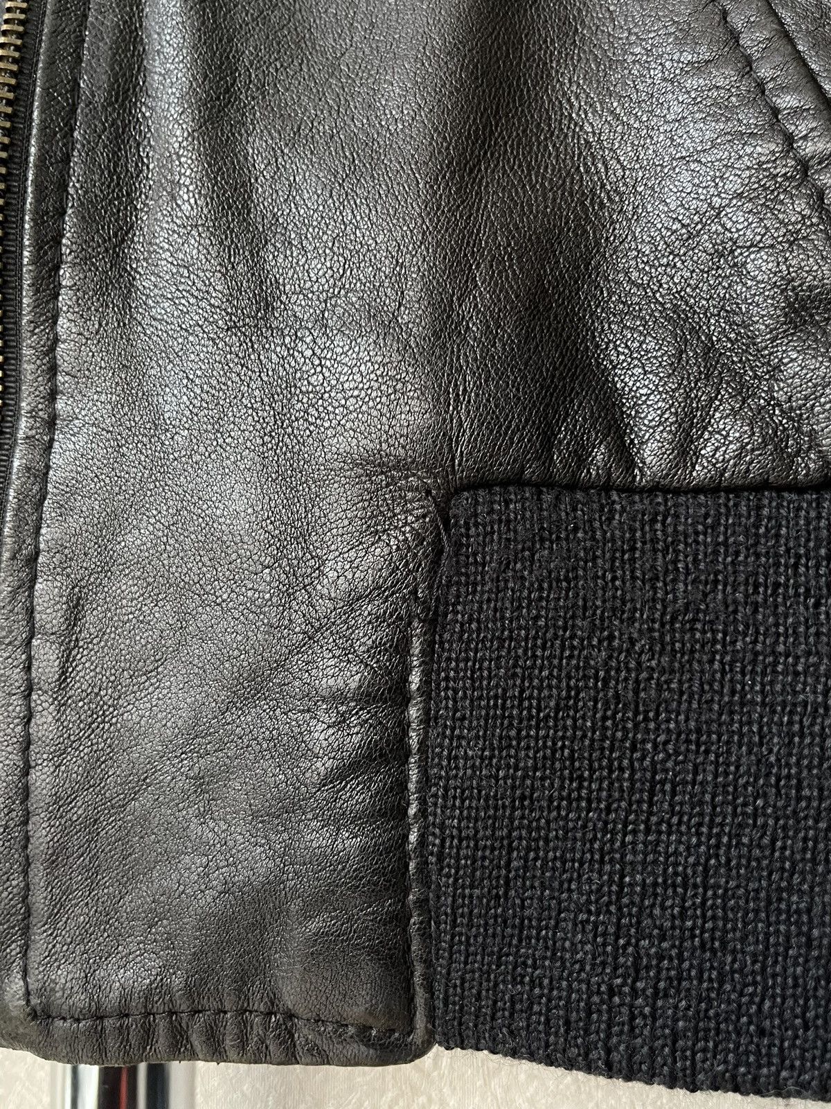 Imperial Vintage IMPERIAL Cropped Black Leather Bomber Jacket Italy Size S / US 4 / IT 40 - 10 Thumbnail