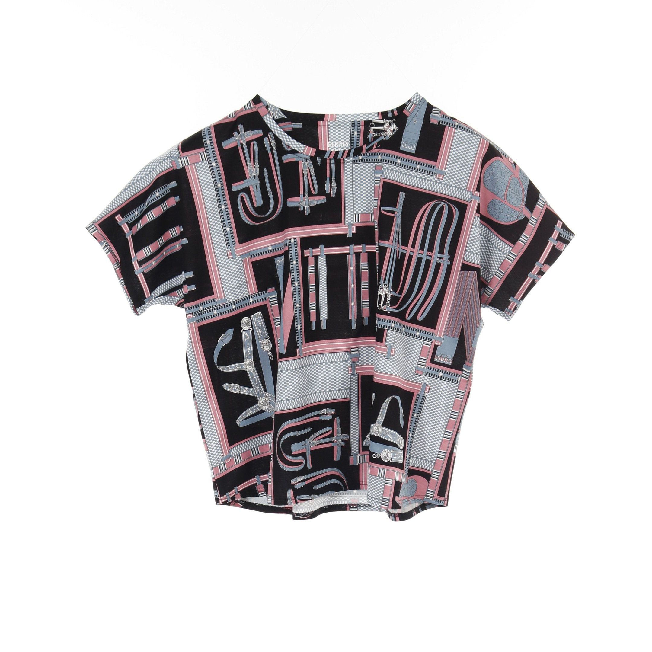 Hermes Hermes Lettres Equestres T-Shirt Cotton Black Pink Blue Size ONE SIZE - 1 Thumbnail