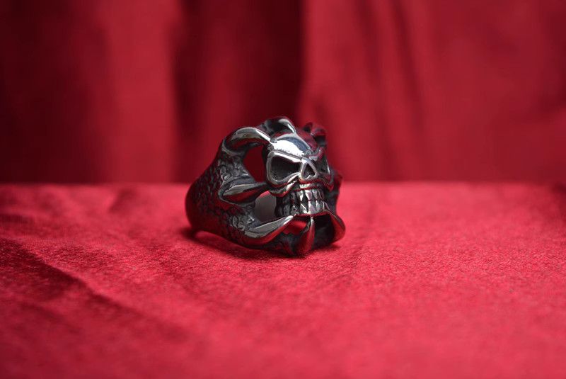 Jewelry Skull Punk Jewelry Rings Open Size Chrome Ring (Size 7-13) Size ONE SIZE - 4 Thumbnail