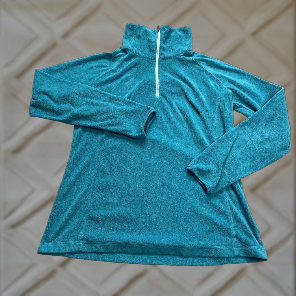 Vintage Columbia Jacket Women Large Light Blue 1/4 Zip High Neck Fleece Outdoor Pullover Size L / US 10 / IT 46 - 1 Thumbnail