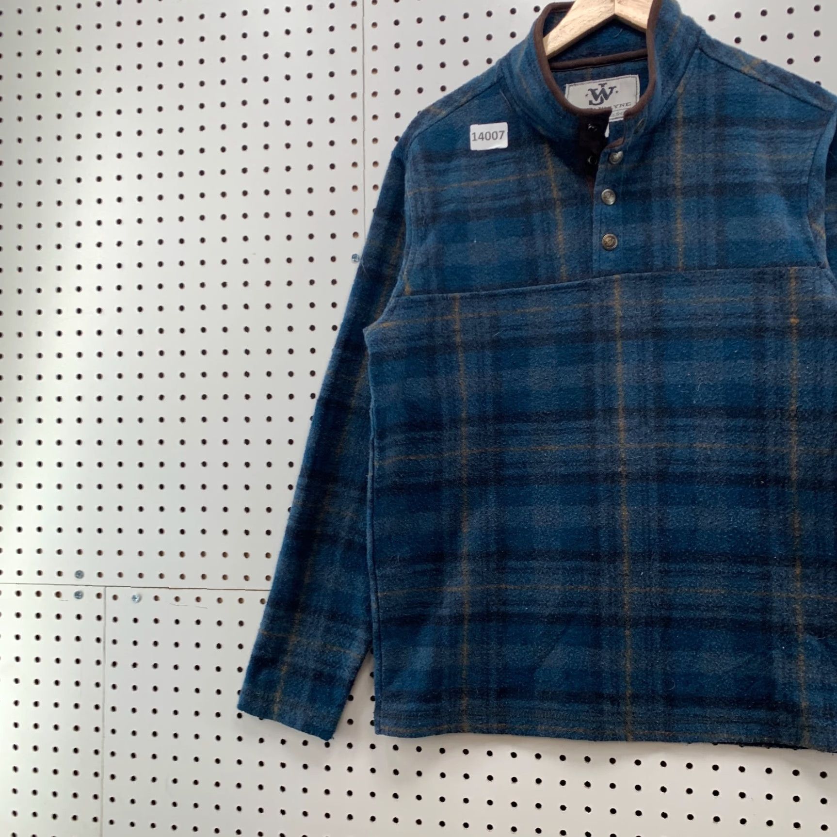 Vintage John Wayne Woolly Fleece Blue Plaid Henley Pullover Shirt Jacket Size Small Size US S / EU 44-46 / 1 - 4 Thumbnail