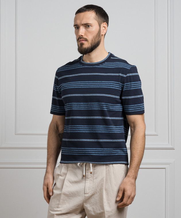 Brunello Cucinelli o1y0526 Crewneck T-Shirt in Midnight Blue Size US M / EU 48-50 / 2 - 3 Thumbnail