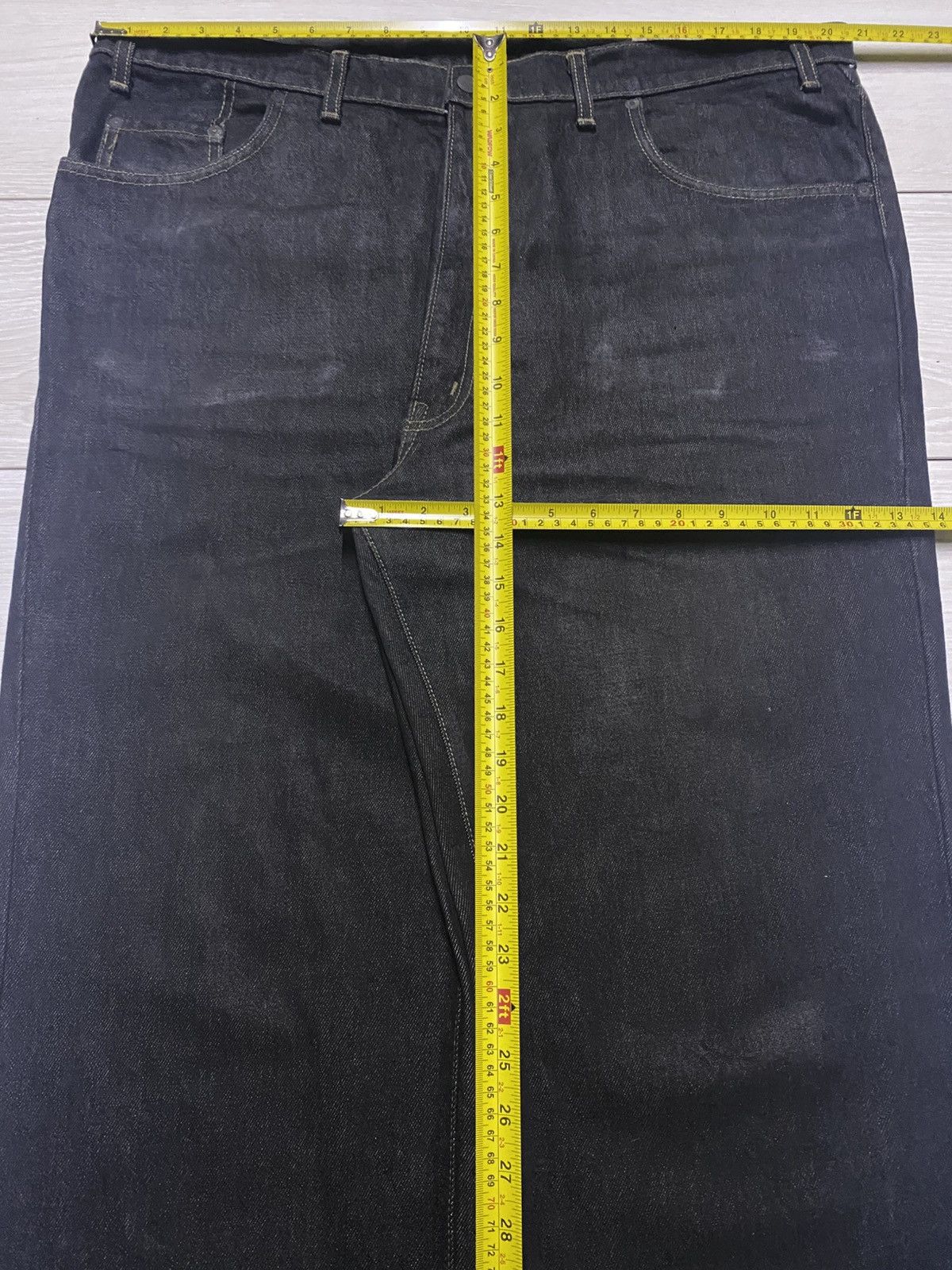 Big John Vintage Big John Black Denim Distressed Repair Baggy Jeans Size US 41 - 12 Thumbnail