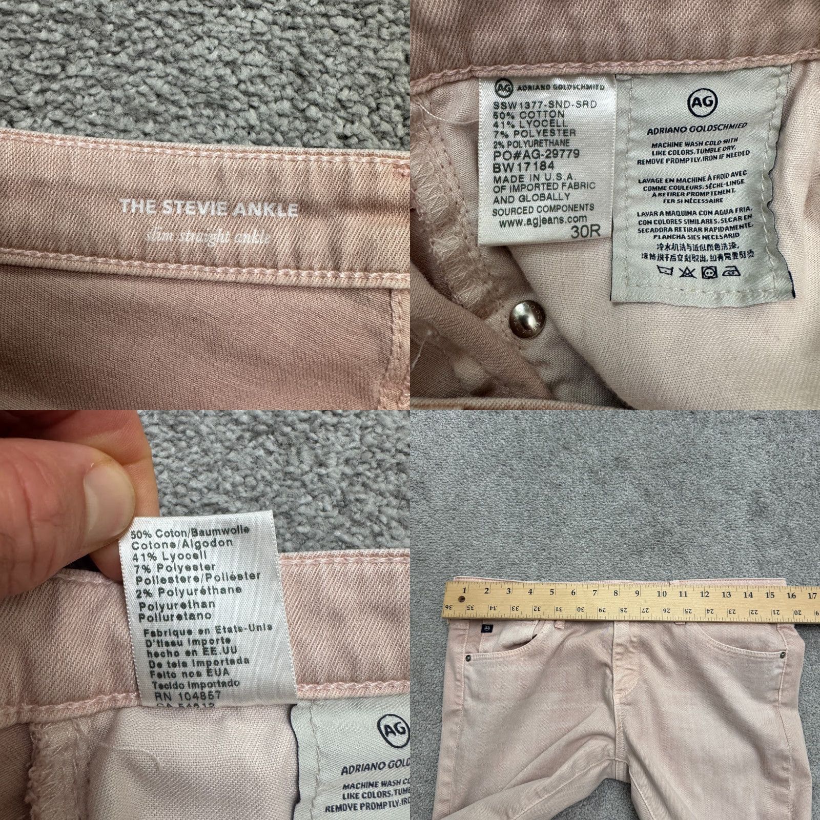 Denime AG Adriano Goldschmied Stevie Jeans Slim Ankle Denim Womens 30R Pink Medium 90s City Streetwear Mens Womens Size 30" / US 8 / IT 44 - 8 Thumbnail