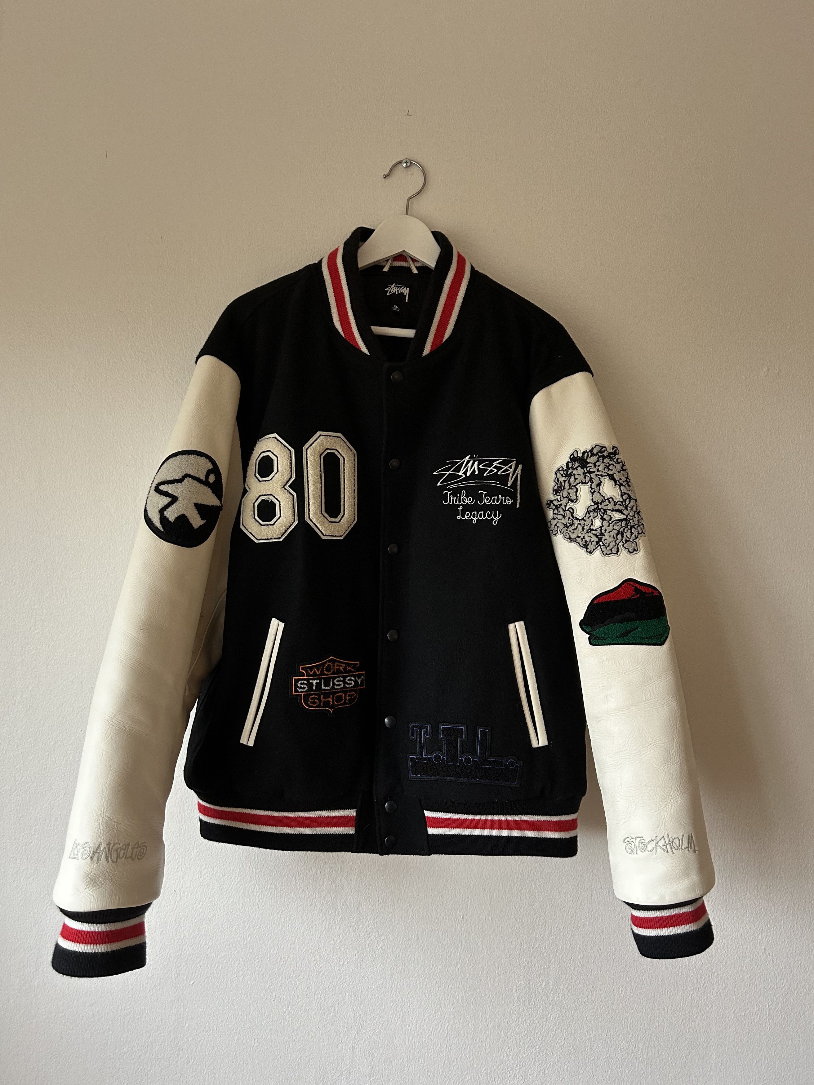 Stussy Stussy Master Piece Leo Leather Varsity Jacket | Grailed