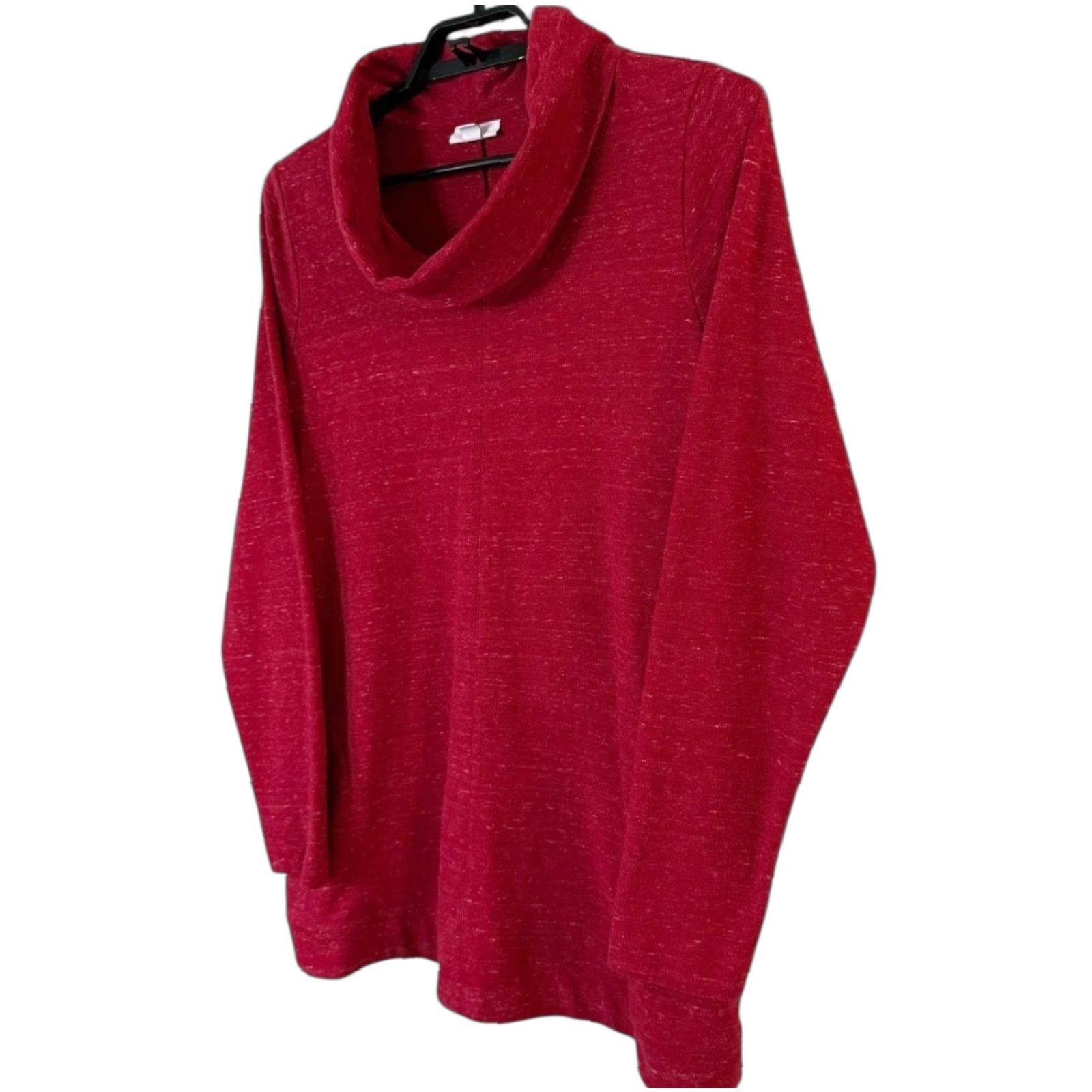 J. Jill VINTAGE J.jill Cowl-Neck Tunic Sweatshirt Red Long-Sleeve Pocket Pullover Women Large Size L / US 10 / IT 46 - 1 Thumbnail