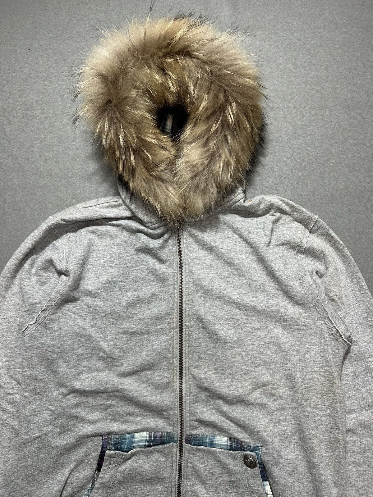 20471120 VINTAGE DISTRESSED FUR ZIP HOODIE DOUBLE POCKET SINCR 1906 Size US L / EU 52-54 / 3 - 2 Thumbnail