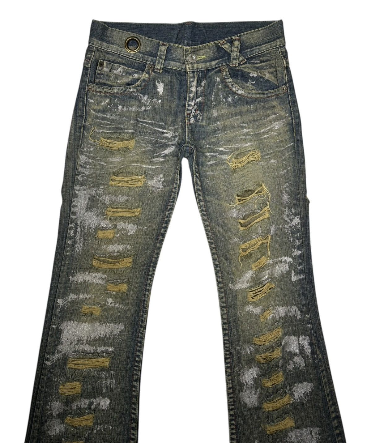 14th Addiction × If Six Was Nine × KMRii FLARE RUSTY RIPPED THRASHED AGATE LABEL MUD WASH DENIM JEANS Size US 32 / EU 48 - 5 Thumbnail