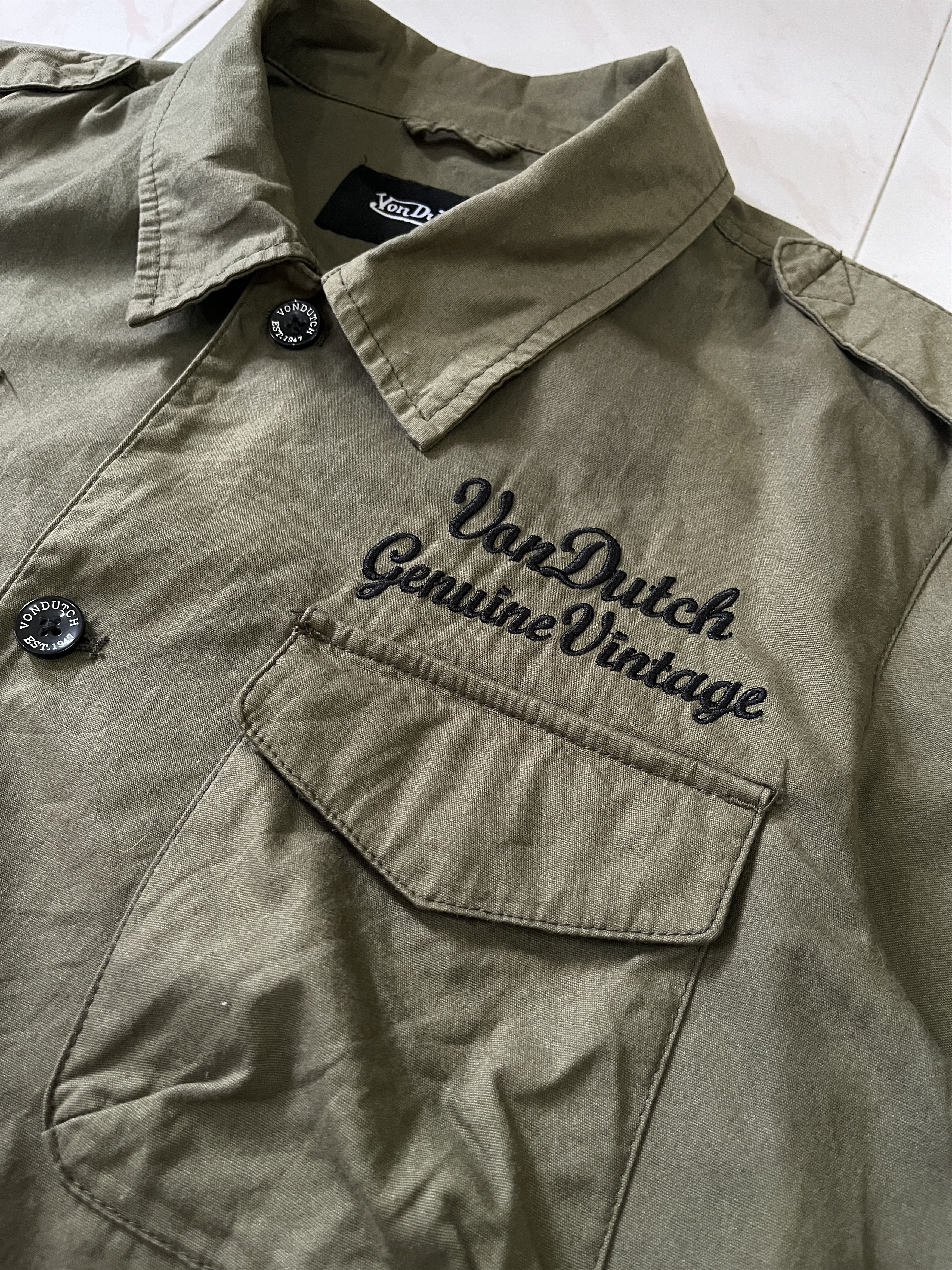 Von Dutch Von Dutch Olive Green 3 Quarter Sleeves Size US L / EU 52-54 / 3 - 8 Thumbnail