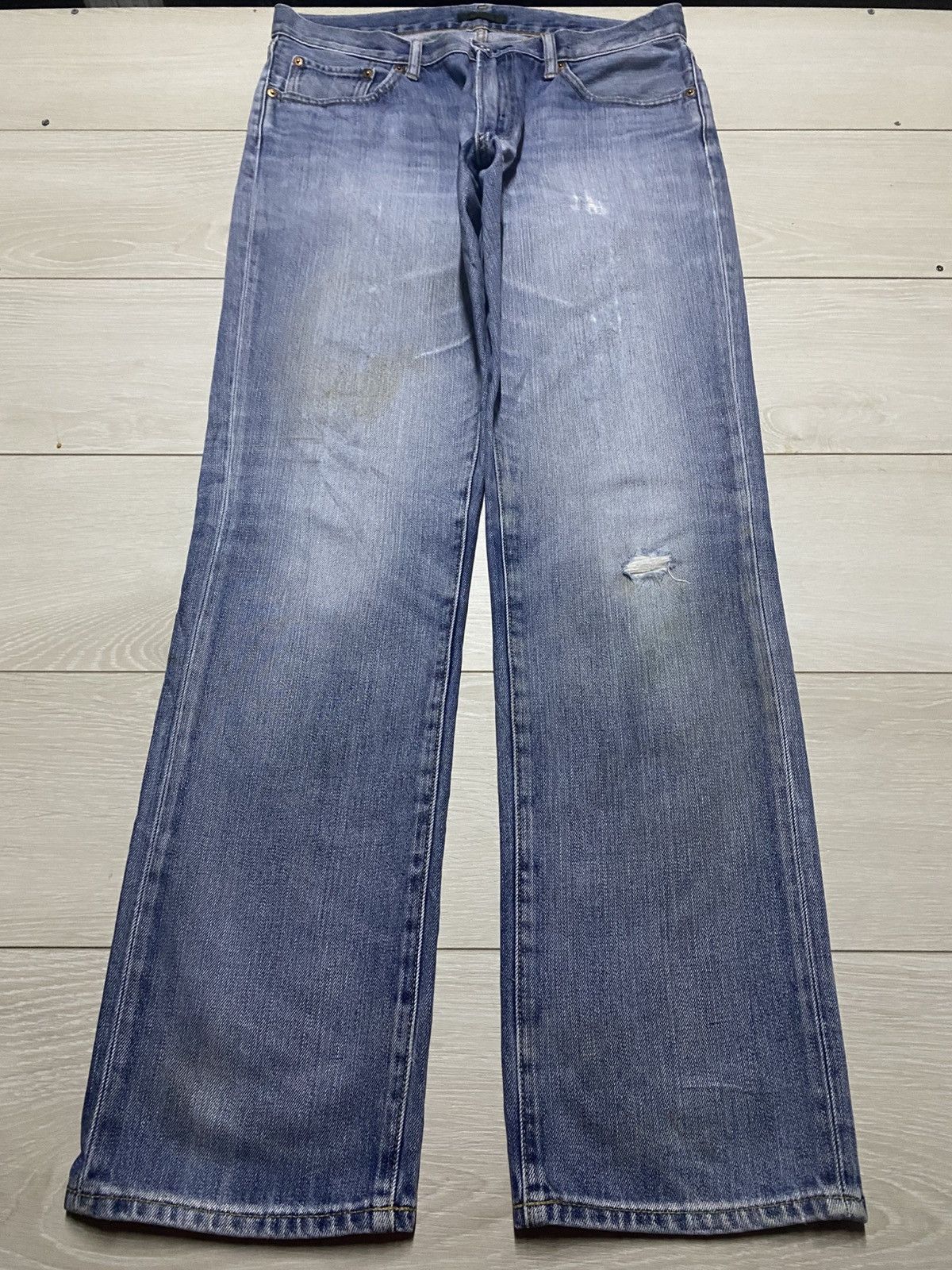 Helmut Lang Vintage Japanese Brand Uniqlo Faded Wash Distressed Jeans Size US 34 / EU 50 - 1 Thumbnail