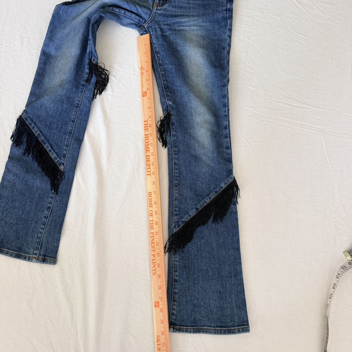 Bebe Bebe Y2K Low Rise Faux Leather Fringe Bootcut Jeans 27 Size 27" / US 4 / IT 40 - 15 Thumbnail