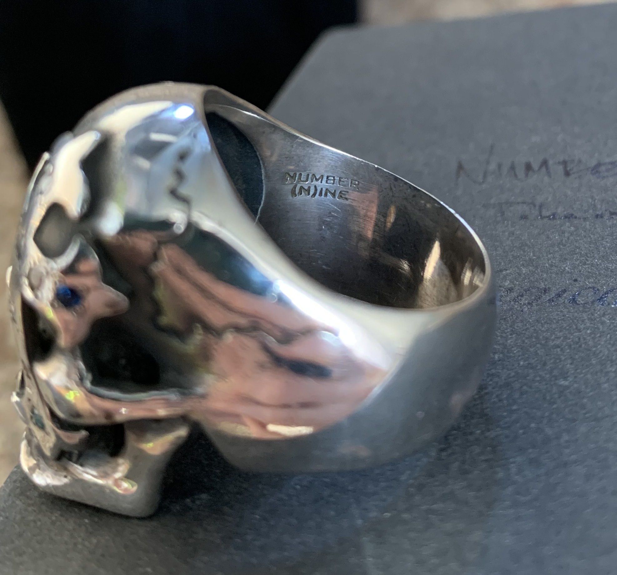 Number (N)ine SS05 "Nightcrawler" Bejeweled Silver Skull Ring w/ box Size ONE SIZE - 8 Thumbnail