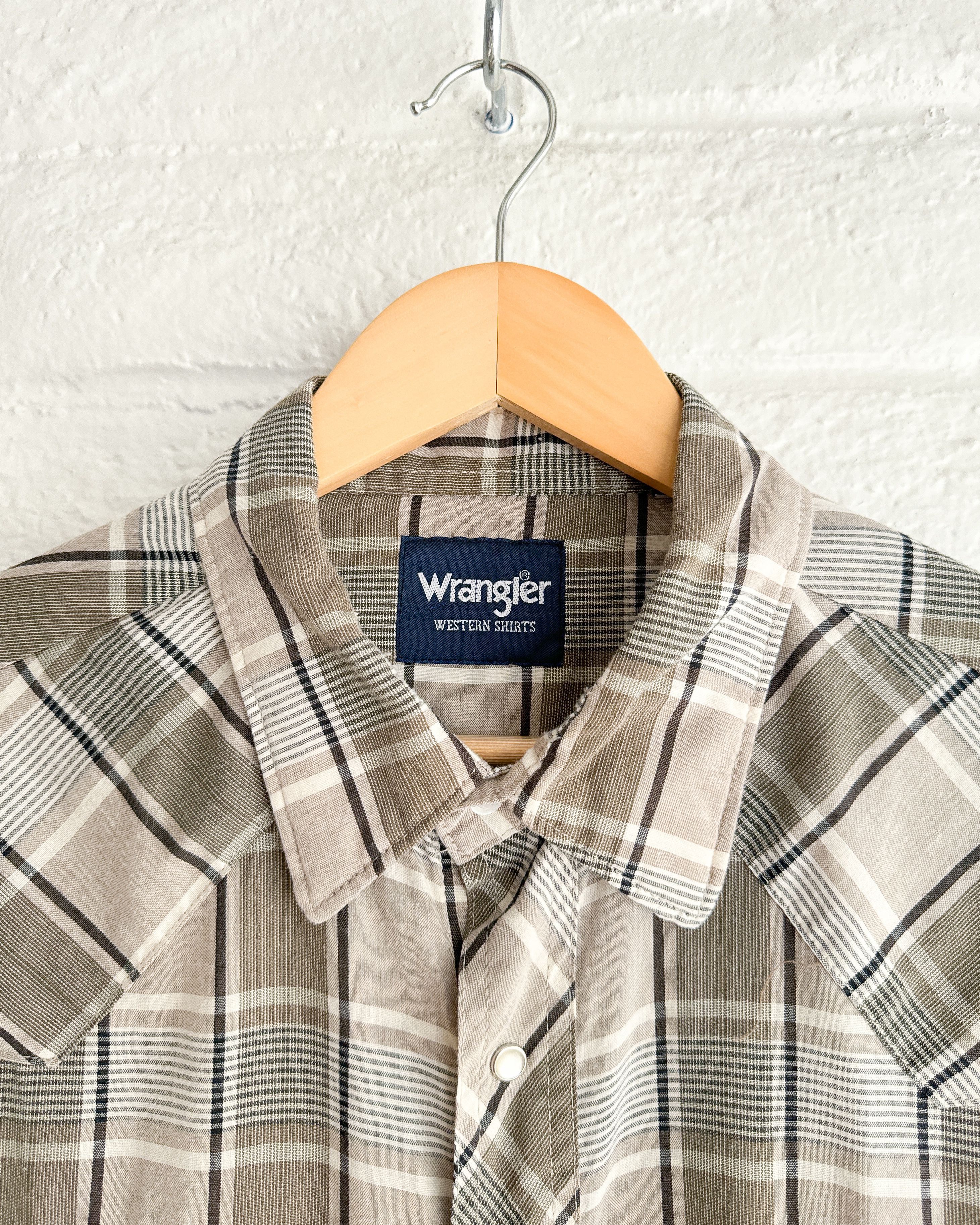 Wrangler Vintage Wrangler Short Sleeve Shirt Gray Plaid XL Western Size US XL / EU 56 / 4 - 2 Thumbnail