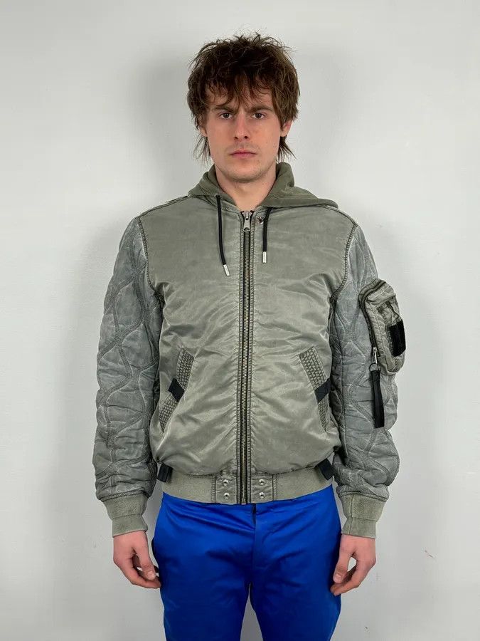 Diesel Diesel Grey Aero Cozy Hooded Bomber Jacket Size US M / EU 48-50 / 2 - 2 Thumbnail