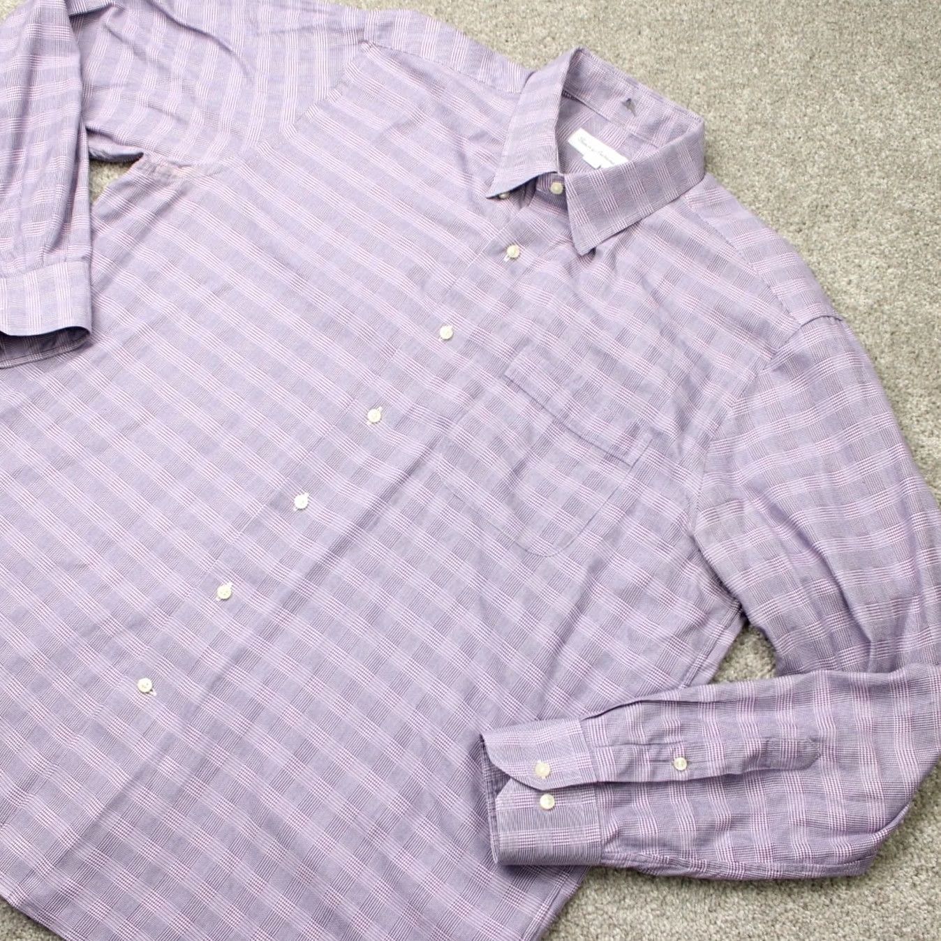 Tommy Bahama Tommy Bahama Shirt Mens 17 36/37 Purple 100% Cotton Long Sleeve Button Down Size US XL / EU 56 / 4 - 3 Thumbnail