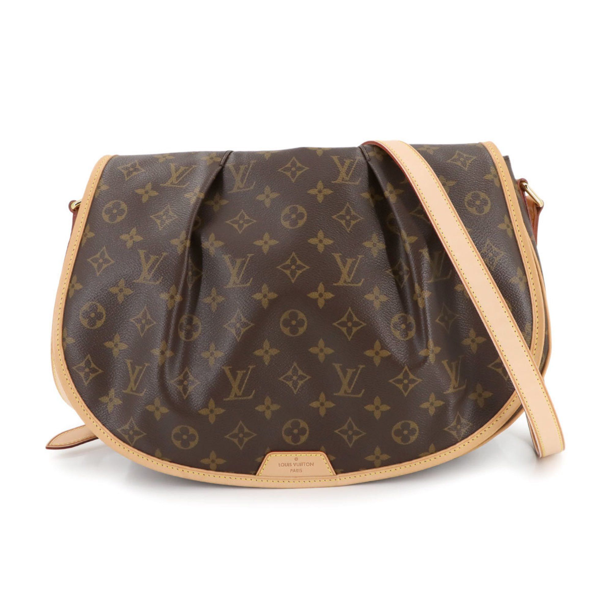 Louis Vuitton Monogram Menilmontant Mm Shoulder Bag Brown M40473 Gold Hardware, Women's