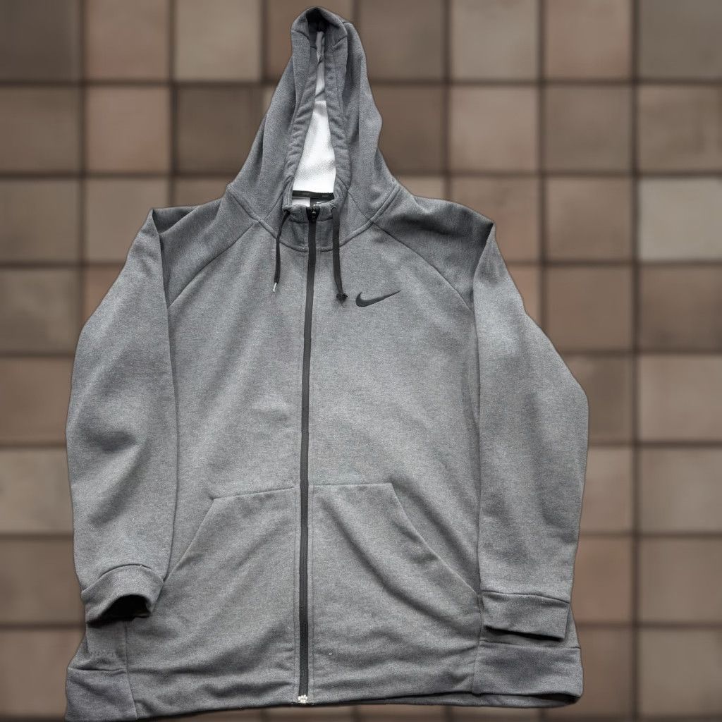 Nike Nike Dri-FIT Hoodie Mens 2XL Gray Full Zip Athletic Training Sweatshirt Workout Size US XXL / EU 58 / 5 - 1 Thumbnail