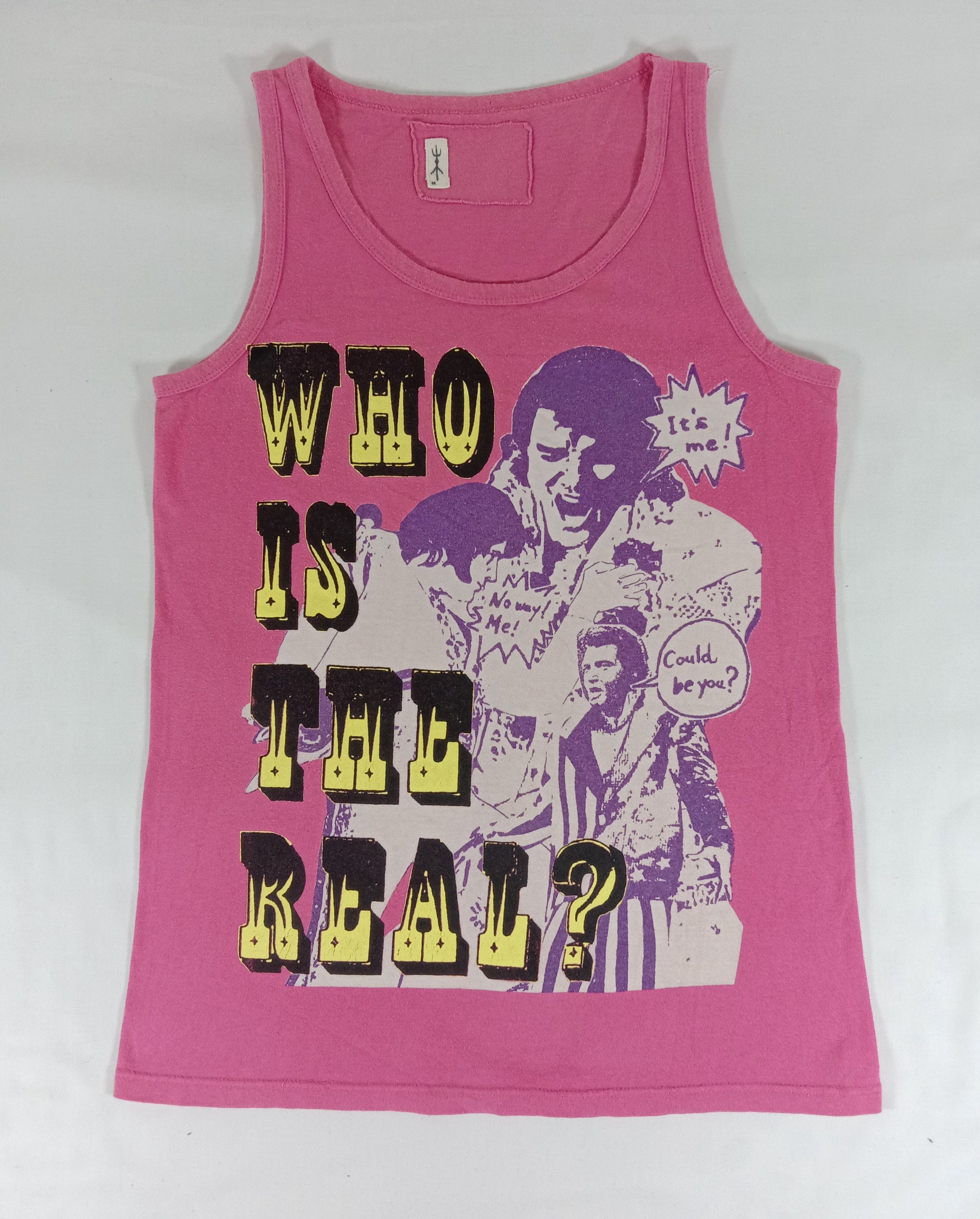Vintage Vintage Elvis Presley "Who Is The Real?" Tank Top Size M / US 6-8 / IT 42-44 - 1 Thumbnail