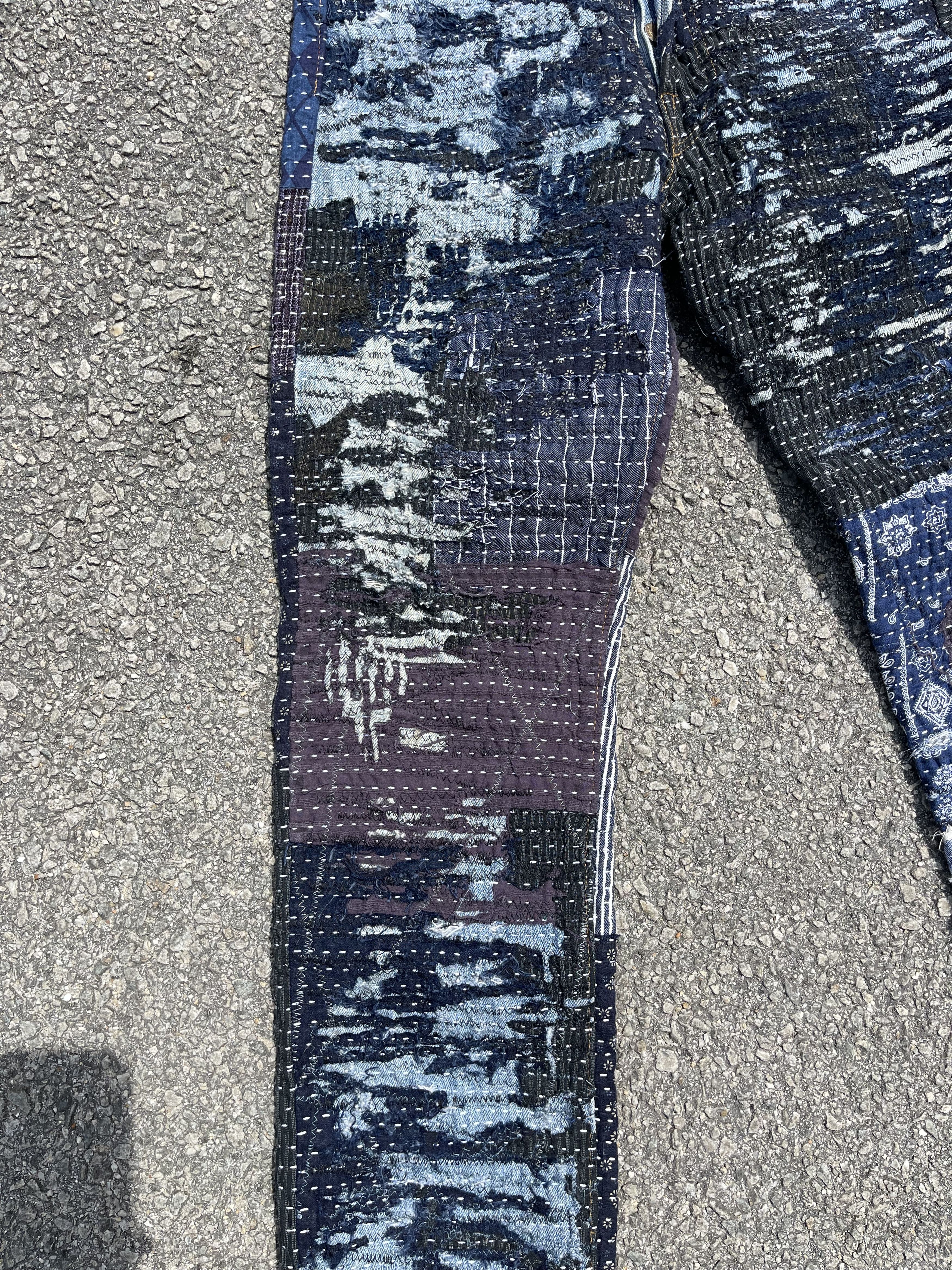 Le Grande Bleu (L.G.B.) × Levi's Vintage Clothing × Vintage Vtg Levis Custom Sashiko Boro Kapital Style Single Number Size US 29 - 4 Thumbnail