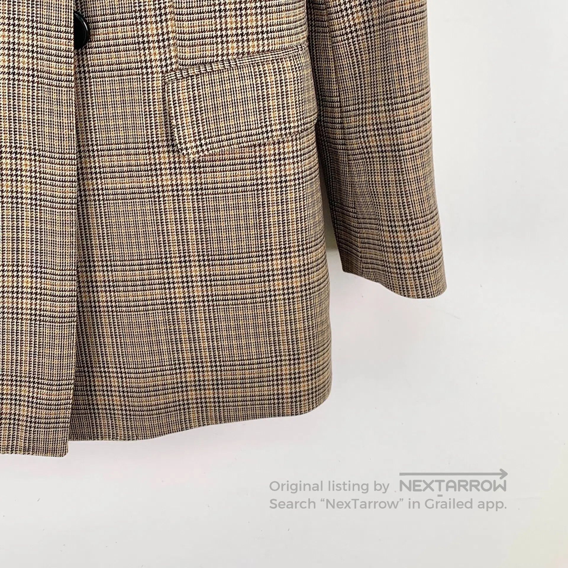 Celine CELINE Brown Plaid Wool Notched Collar Double-breasted Lon Size XXS / US 00 / IT 34 - 4 Thumbnail