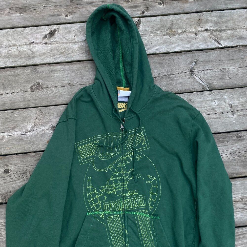 Nike × Vintage Vintage Y2K Nike ALYX Zip Up Hoodie Large Green Embroidered Size US L / EU 52-54 / 3 - 1 Thumbnail