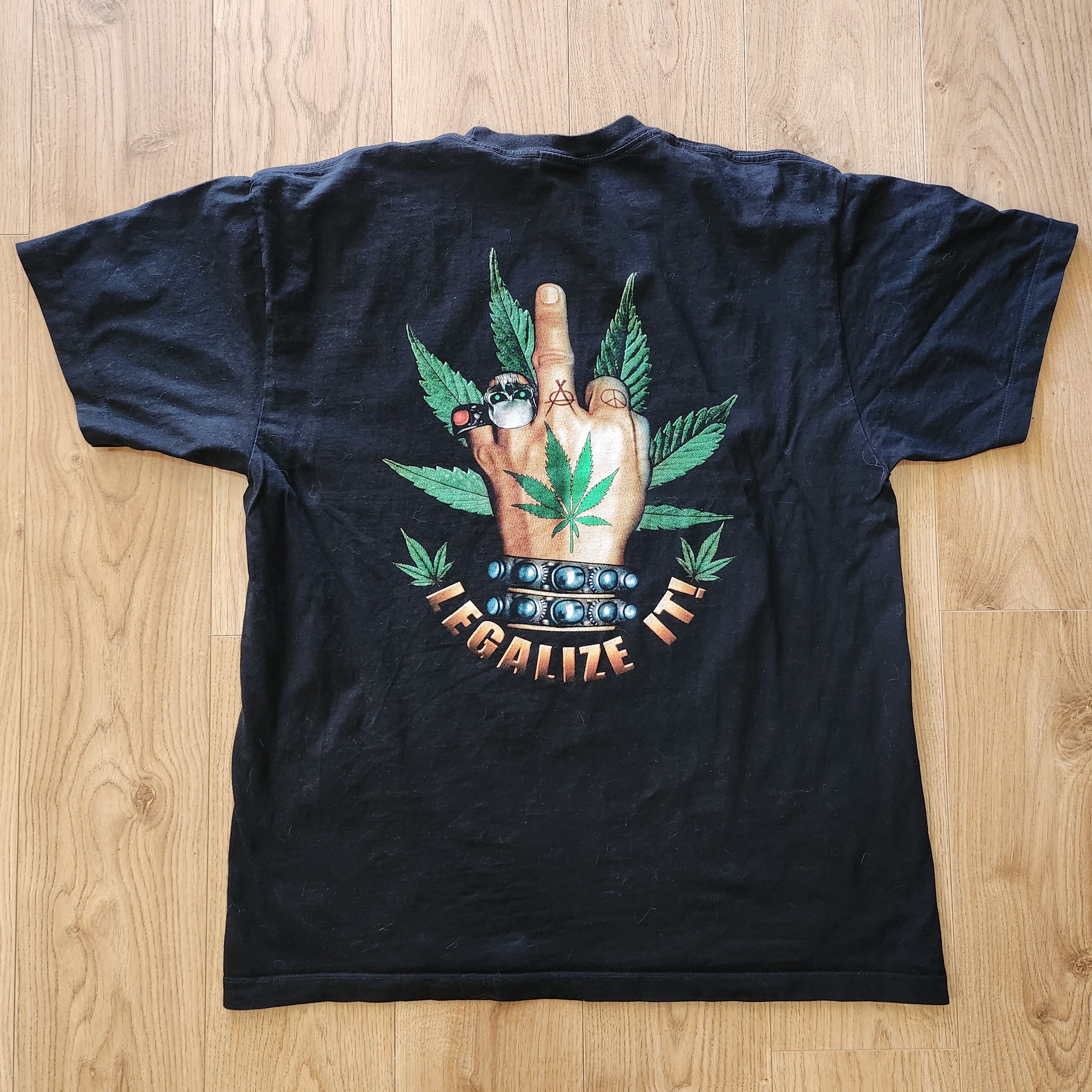 Vintage Legalize it Black T-shirt Weed Size US XL / EU 56 / 4 - 4 Thumbnail