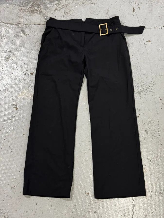 Dolce & Gabbana 2000s Dolce & Gabbana Black Classy Bronze Belted Pants Size US 30 / EU 46 - 1 Thumbnail
