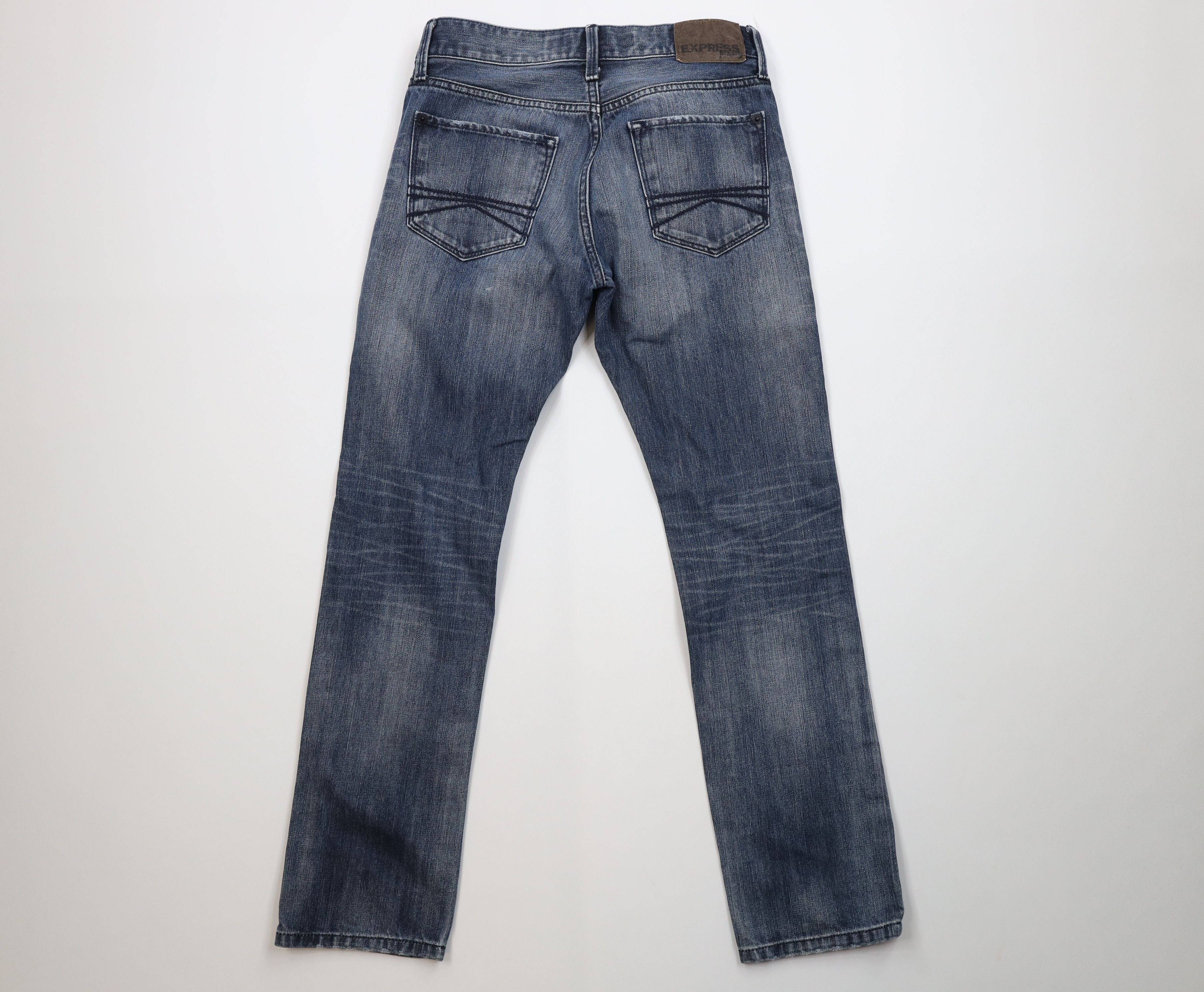 Express Express Rocco Slim Fit Skinny Leg Denim Jeans Blue Cotton Size US 29 - 10 Thumbnail