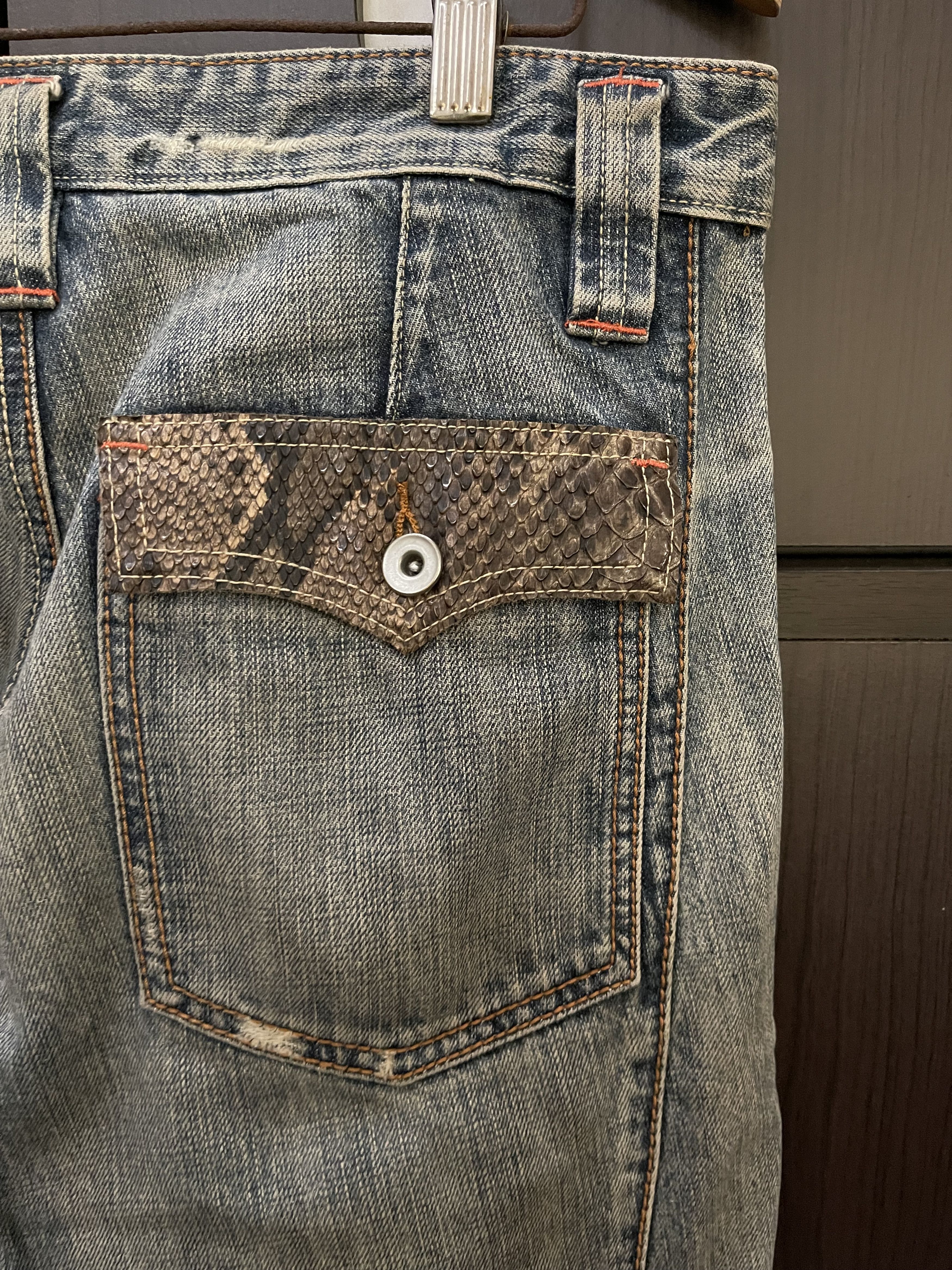 Hysteric Glamour × If Six Was Nine × Le Grande Bleu (L.G.B.) Takaiq.com Phyton Snake Skin Distressed Flared Jeans Size US 32 / EU 48 - 14 Thumbnail