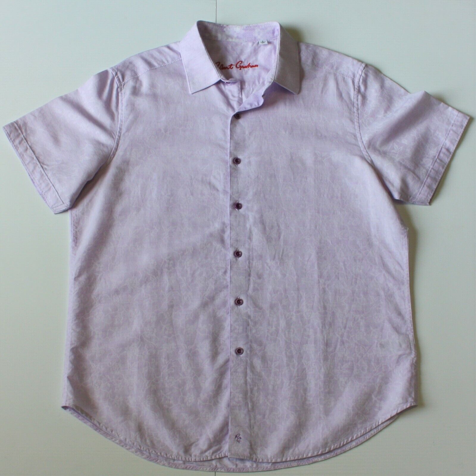 Robert Graham Bellarose Lilac Short Sleeve Classic Fit Dress Shirt size L Size US L / EU 52-54 / 3 - 1 Thumbnail