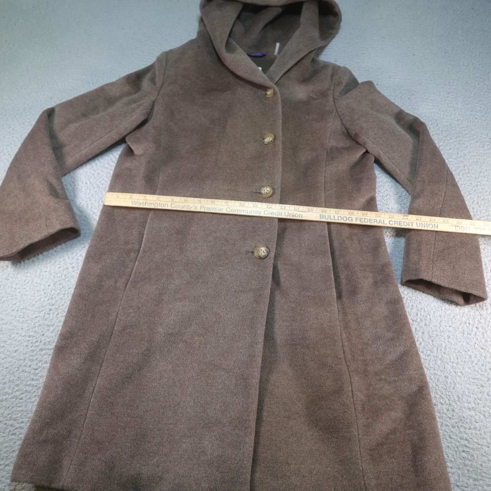 Cole Haan Cole Haan Coat Womens 12 Brown Wool Hooded Lined Single-Breasted Overcoat Size XL / US 12-14 / IT 48-50 - 6 Thumbnail