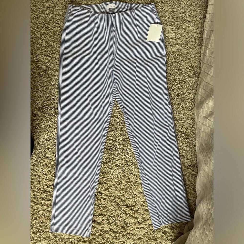 Designer NWT Ecru Straight Leg Pin Stripe Pants Size 26" / US 2 / IT 38 - 1 Thumbnail