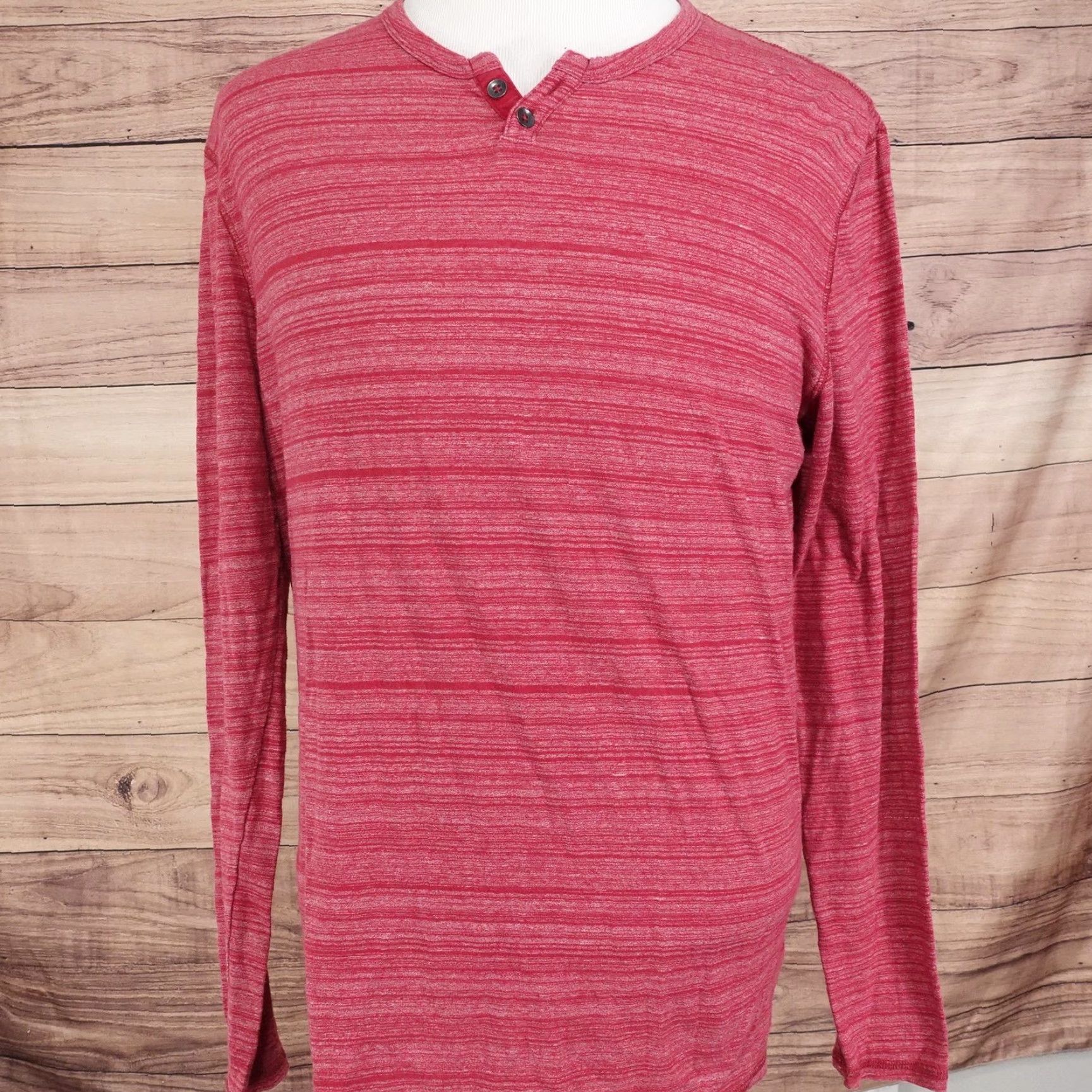 Express Express Shirt Mens XL Red Striped Long Sleeve Henley Tagless Soft Tee Casual Size US XL / EU 56 / 4 - 3 Thumbnail