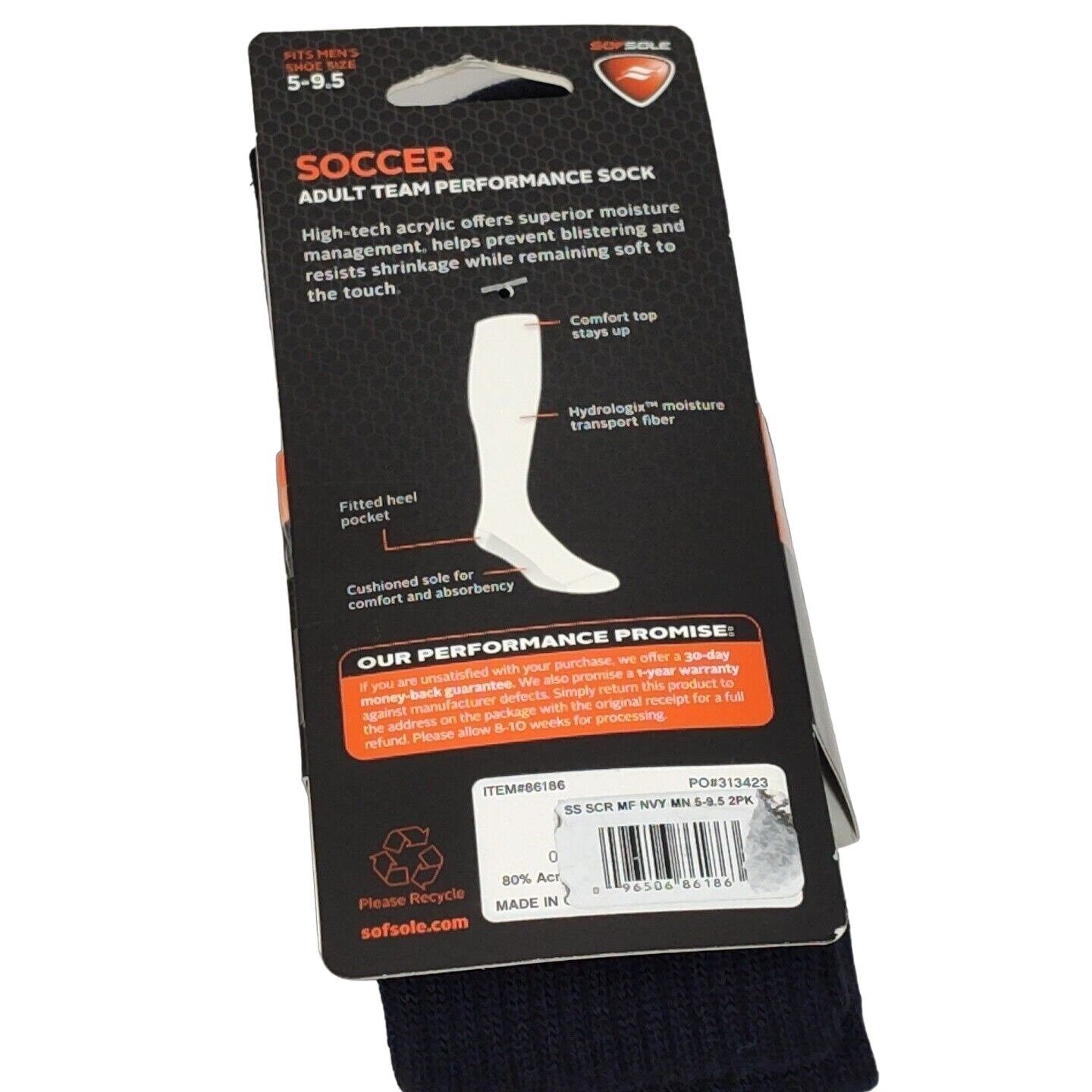 Other SofSole 2 Pair Pack Soccer Performance Socks Blue Men Size M Size ONE SIZE - 3 Thumbnail