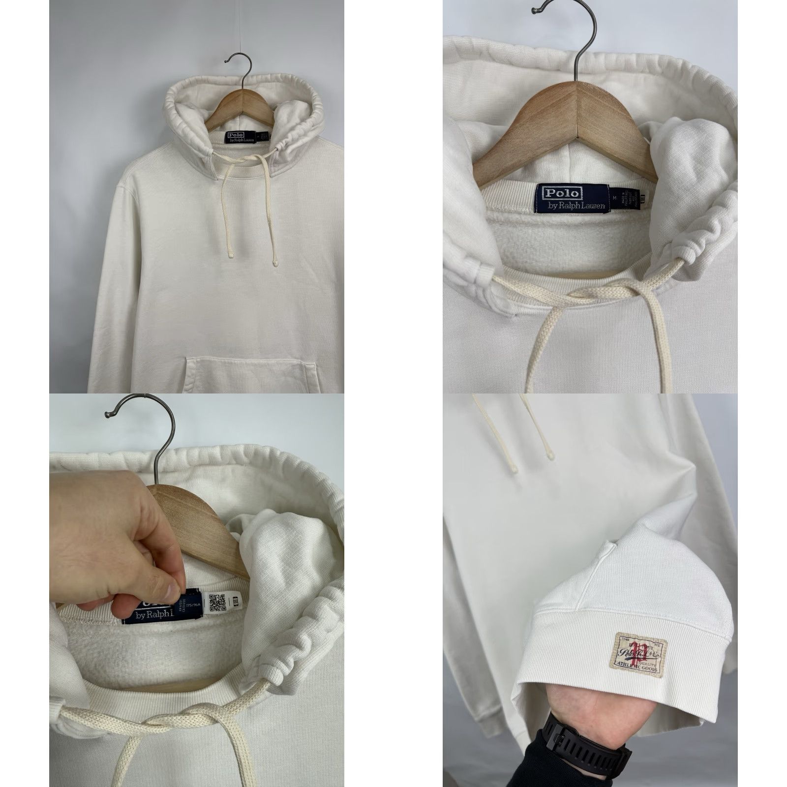 Polo Ralph Lauren VINTAGE Polo Ralph Lauren Hoodie Men L White Garment-Dyed Fleece Pullover Y2K Size US L / EU 52-54 / 3 - 8 Thumbnail