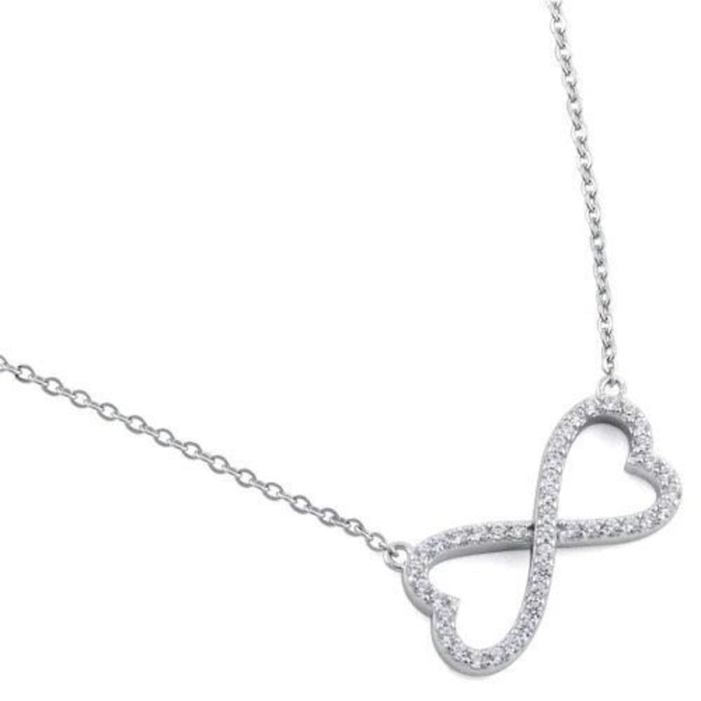 Other Sterling Silver Infinity Heart CZ 17” Necklace New Size ONE SIZE - 1 Thumbnail