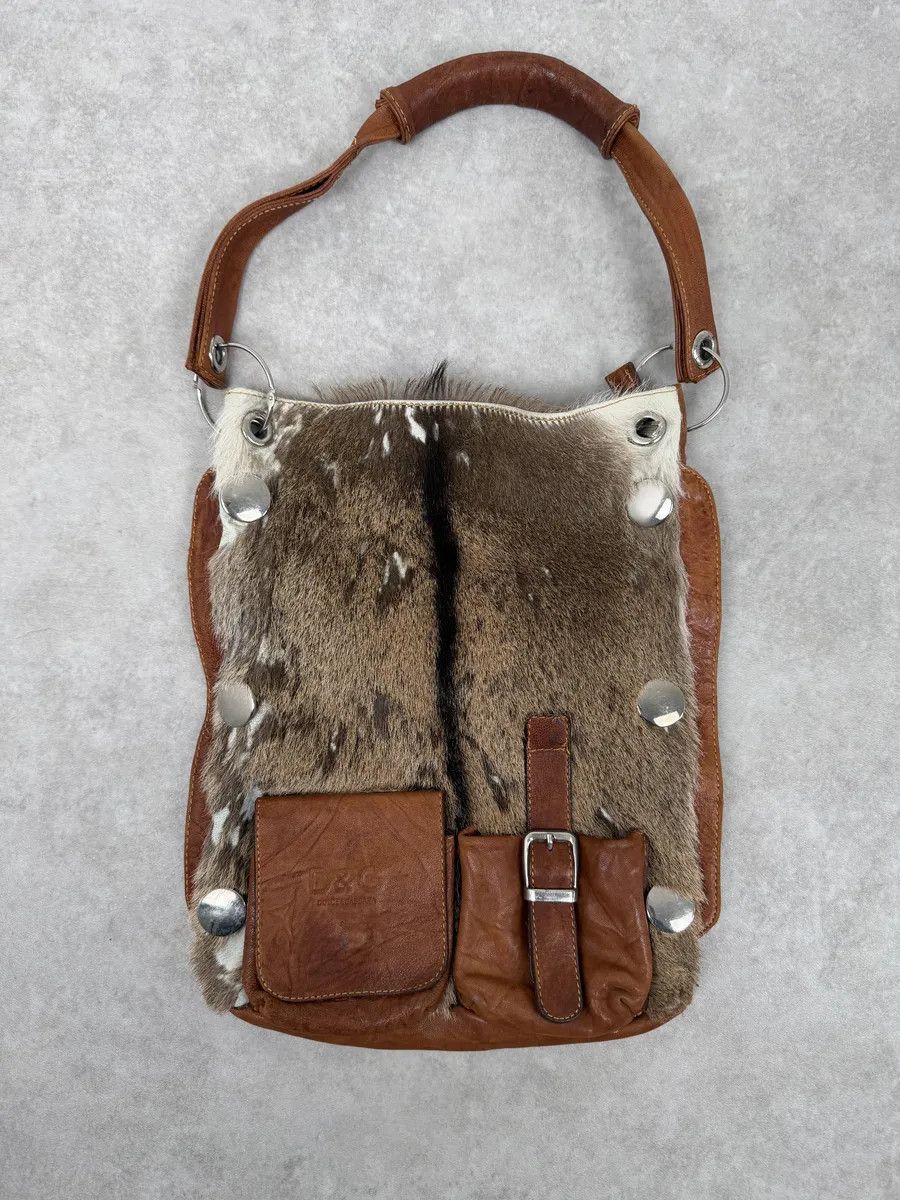 Dolce & Gabbana 2000s Dolce & Gabbana Brown Leather Goat Fur Handle Bag Size ONE SIZE - 3 Thumbnail