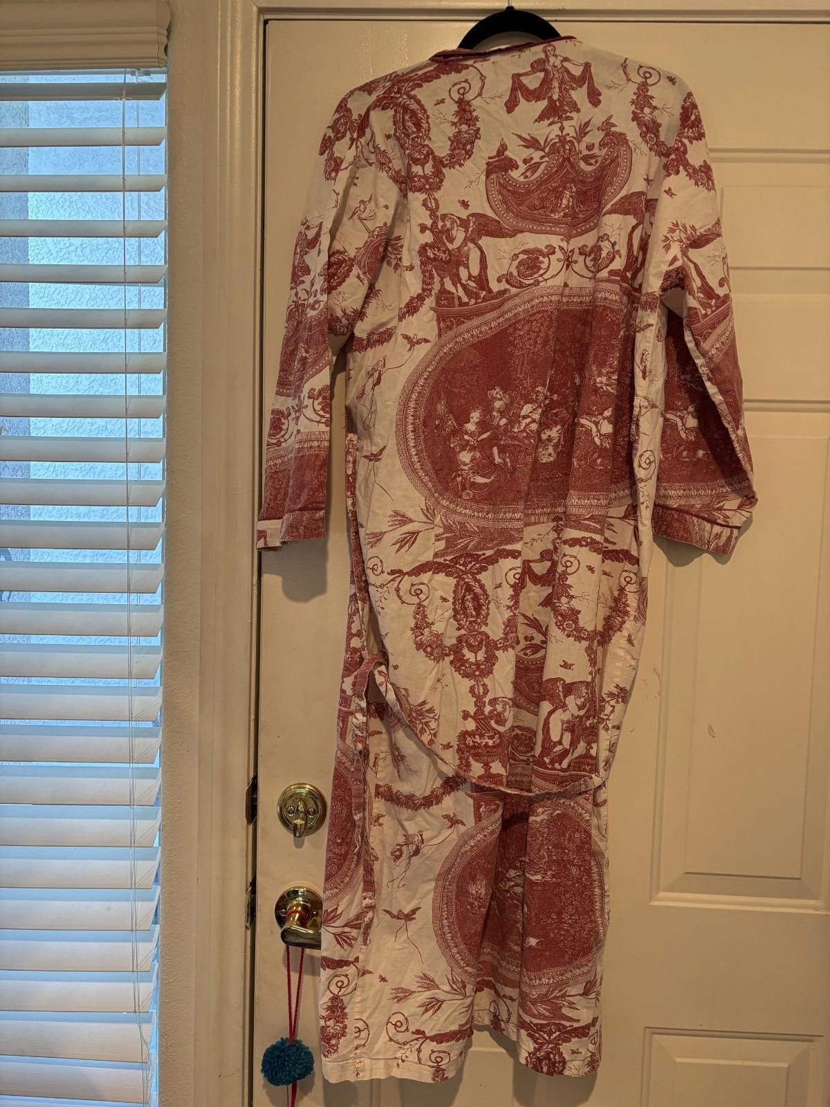 Designer Womens red and white Sylvie Jourdan Robe fits most #381 Size ONE SIZE - 2 Thumbnail