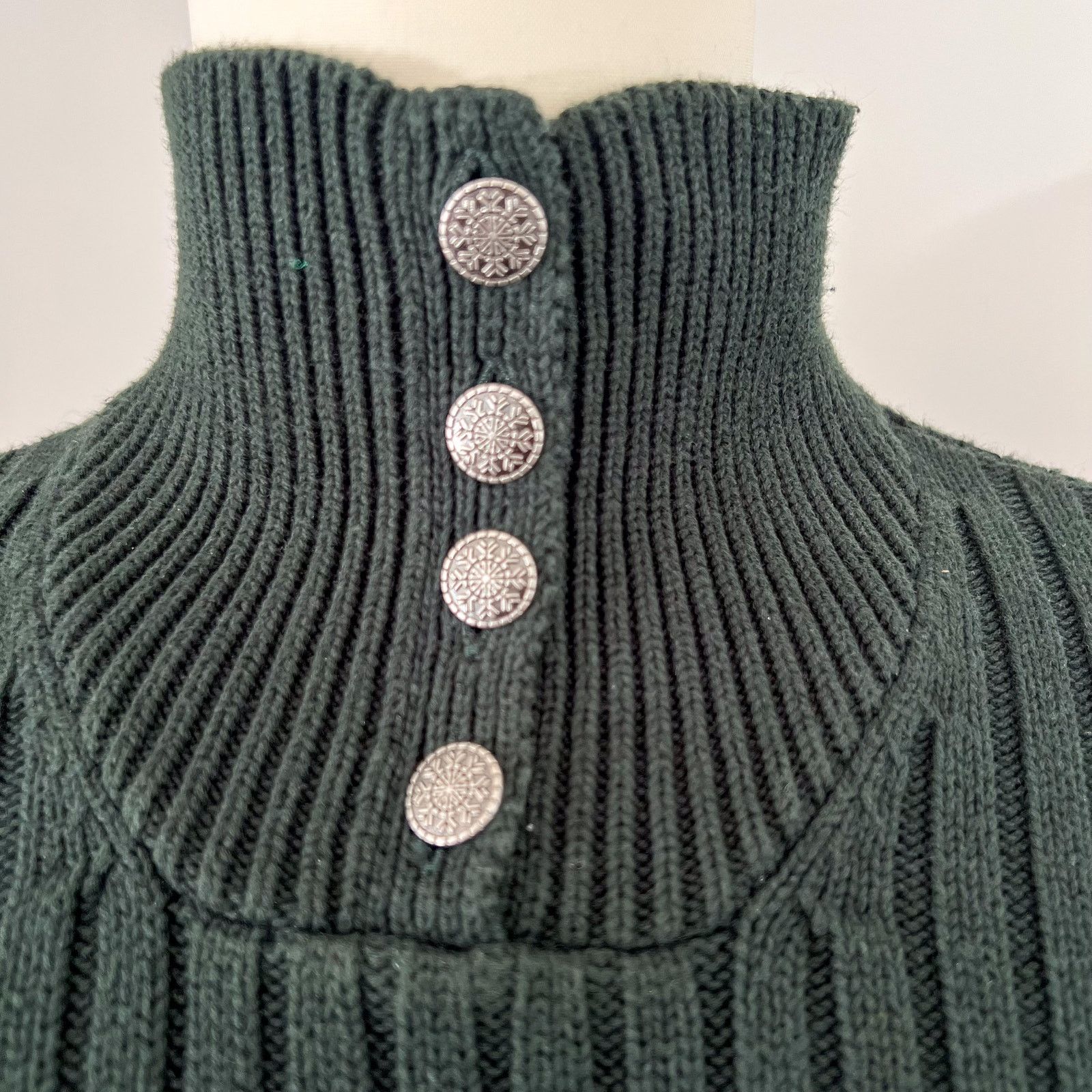Lauren Ralph Lauren Ralph Lauren Sz S Green Turtleneck Sweater Silver Buttons Size S / US 4 / IT 40 - 3 Thumbnail
