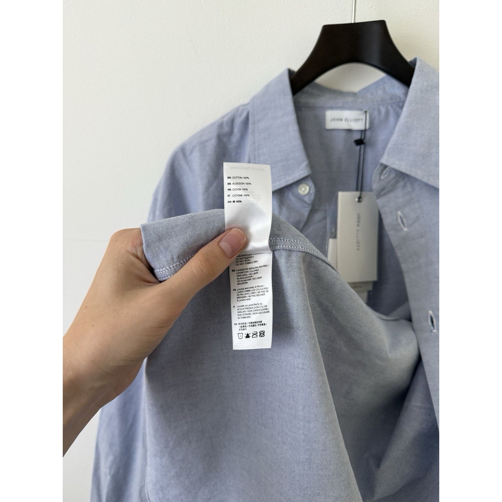 John Elliott NEW Blue Oxford Cloak Button Up Size US M / EU 48-50 / 2 - 12 Thumbnail