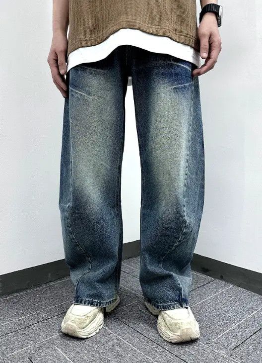 VIBE American retro lightning pattern washed scimitar jeans y2k Size US 32 / EU 48 - 1 Thumbnail
