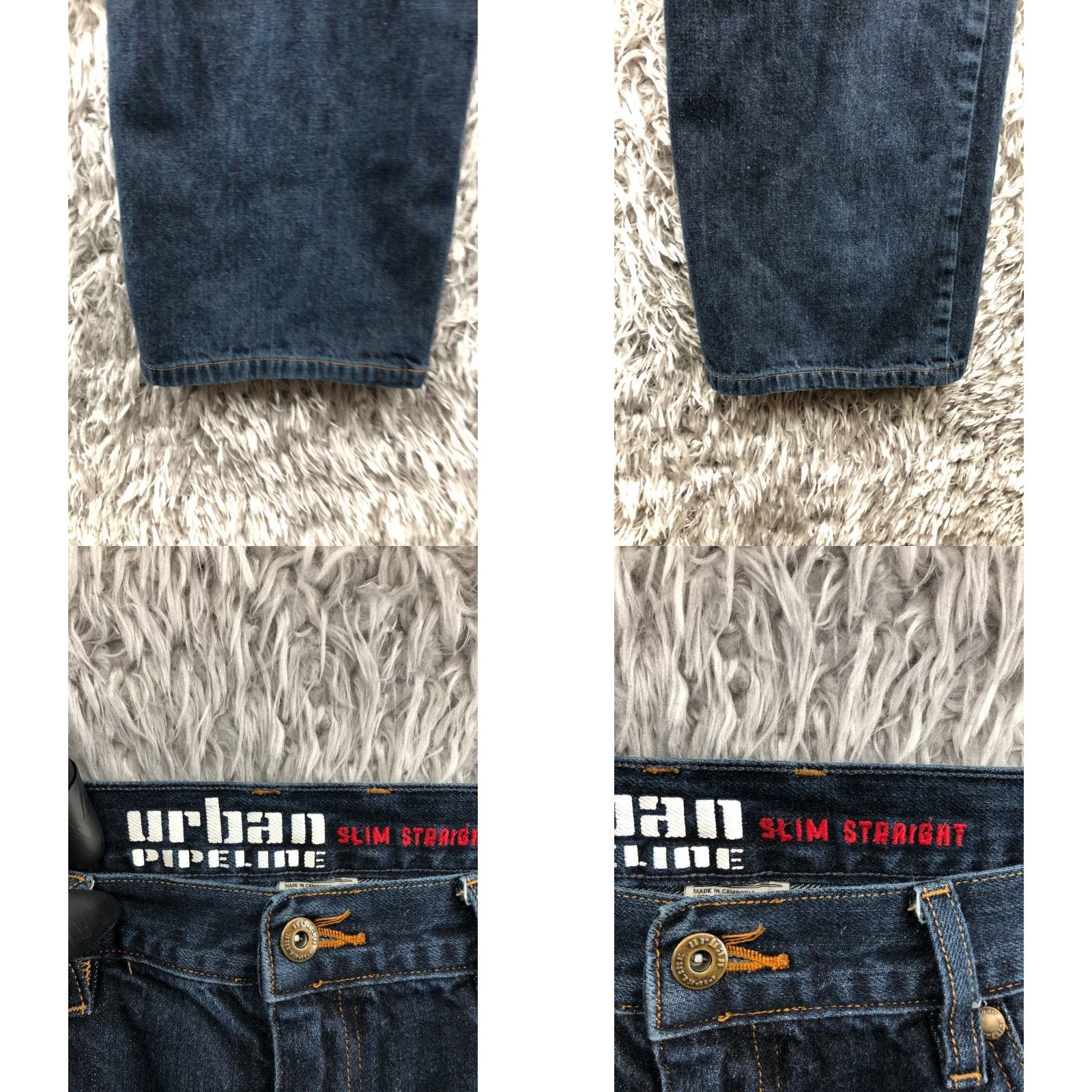 Vintage Urban Pipeline Jeans Slim Straight 38x32 Mens Mid Rise Dark Blue Wash 5-Pocket Denim Cotton Blend Belt Loops Regular Size Size US 38 / EU 54 - 8 Thumbnail