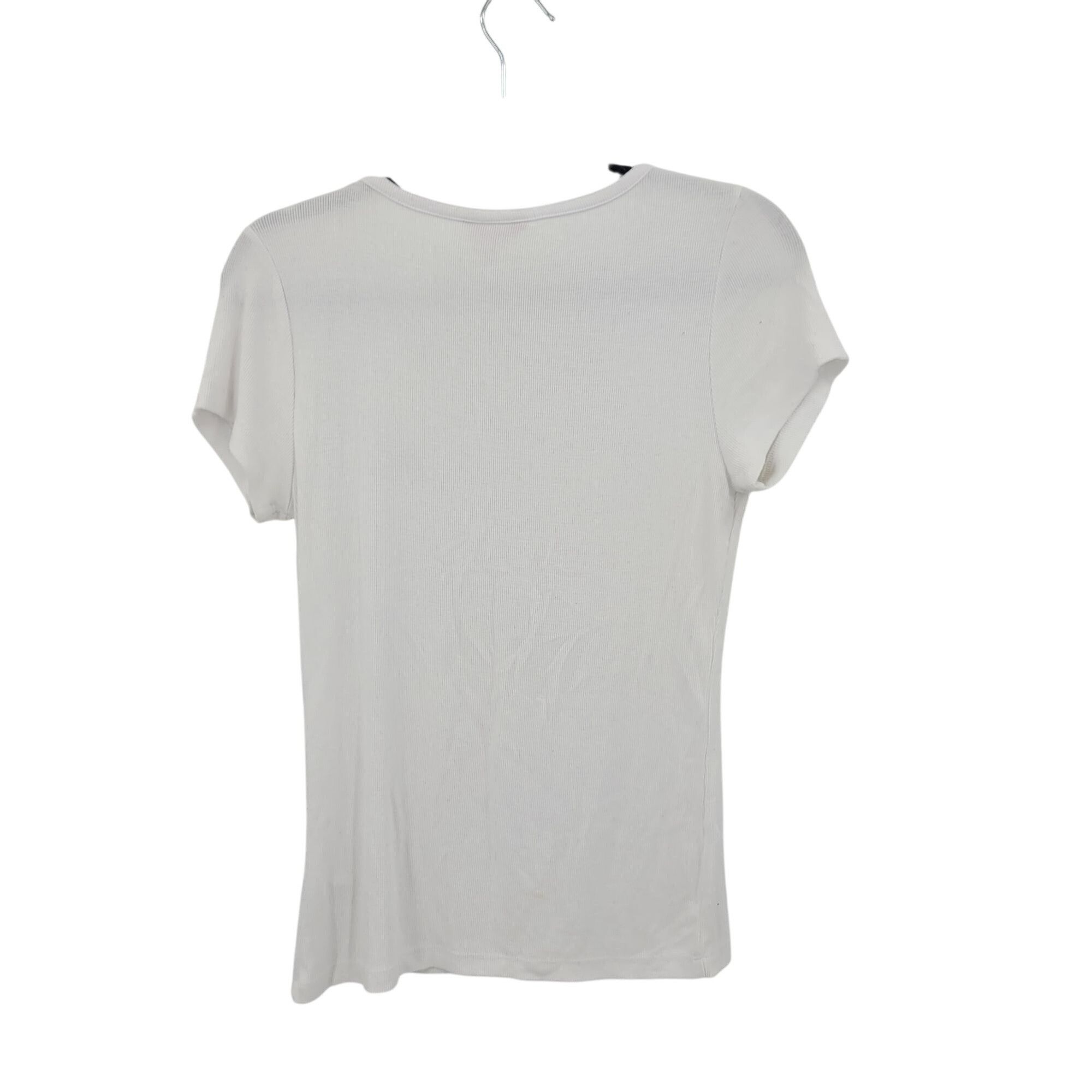 Guess Y2K Guess White Ribbed Womens Short Sleeve V-neck Top Sz M B Size M / US 6-8 / IT 42-44 - 5 Thumbnail