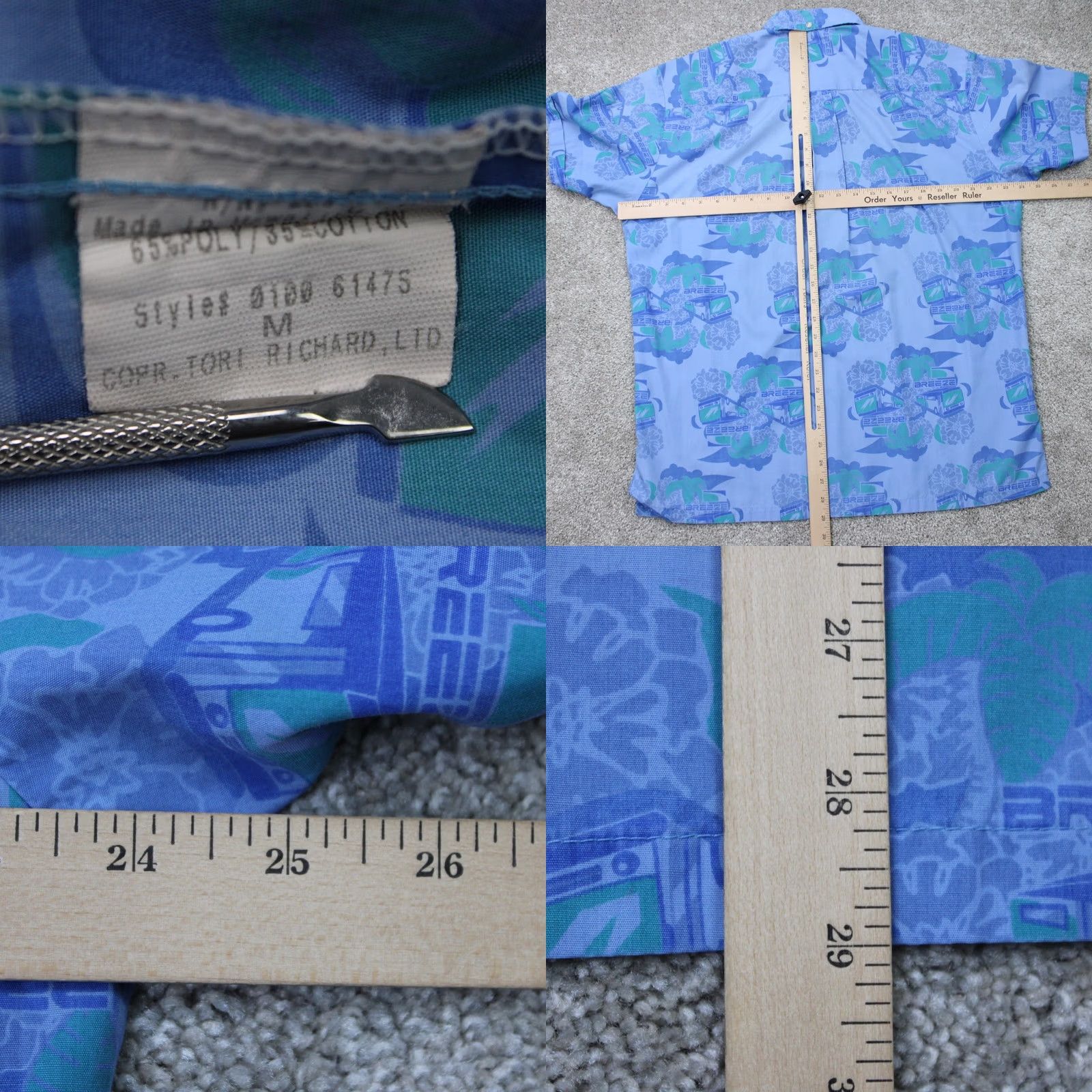 Tori Richard Tori Richard Polo Shirt Mens Medium Blue Breeze Cotton/Poly S/S Pullover Shirt Size US M / EU 48-50 / 2 - 8 Thumbnail