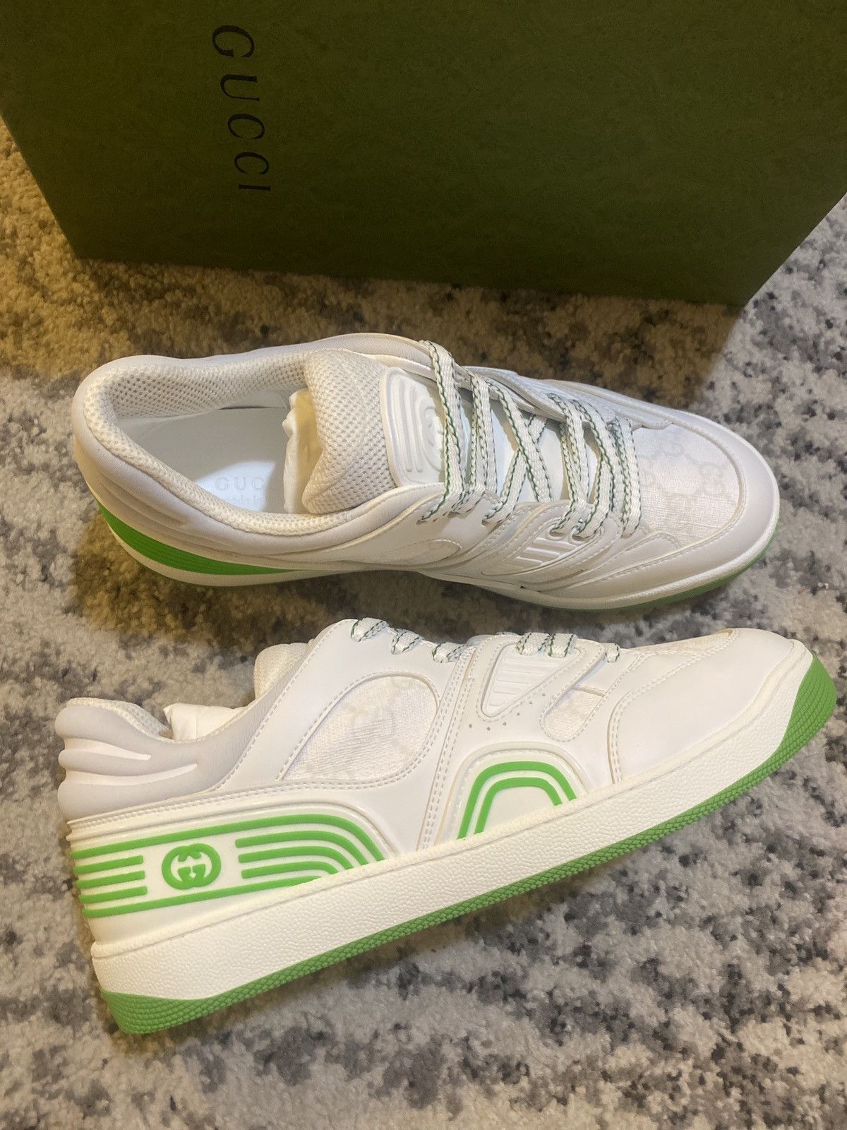Gucci Basket Low White Demetra Green size 39