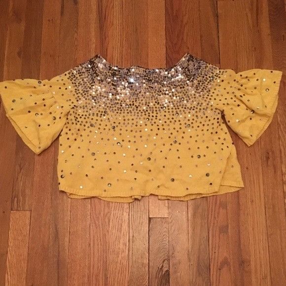 Other LaROK Metallic Sequin Yellow Cardigan Sweater Size L / US 10 / IT 46 - 3 Thumbnail