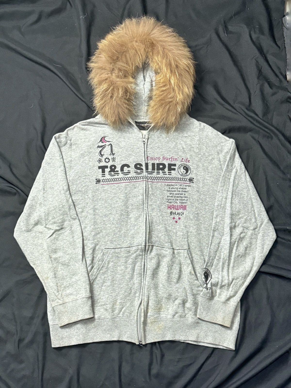 If Six Was Nine × Japanese Brand × Le Grande Bleu (L.G.B.) Faux Fur Tribal T&C Surf Poem Hoodie Size US L / EU 52-54 / 3 - 3 Thumbnail