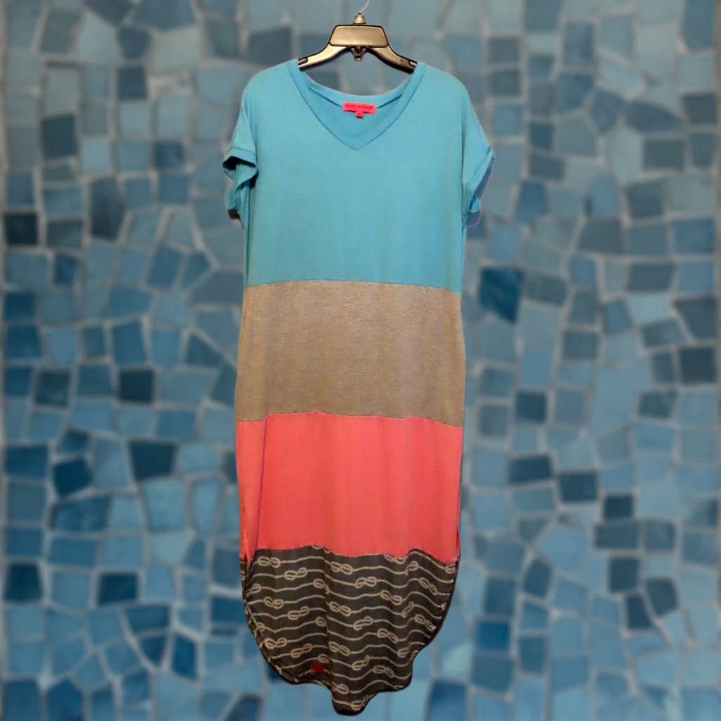 Pinko Simply Southern Maxi Dress Women M Medium Green Gray Pink Striped Short Sleeve Polyester Long Dress Size M / US 6-8 / IT 42-44 - 1 Thumbnail