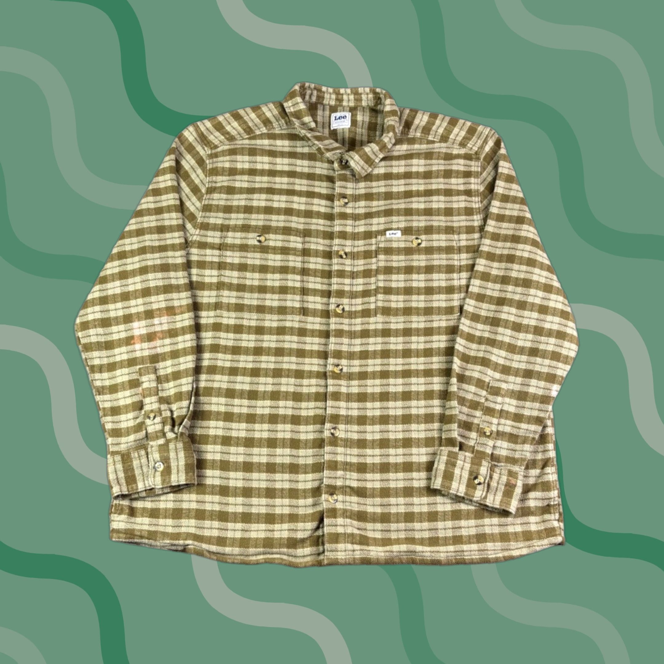 Lee VINTAGE Lee Workwear Plaid Flannel Button Up Shirt Men's XXL Brown Green 90s Mens Size US XXL / EU 58 / 5 - 1 Thumbnail