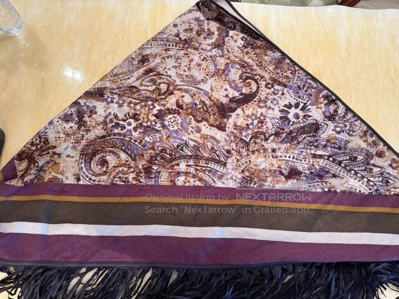 Loro Piana Loro Piana 100% cashmere, beige with purple-red stripes, b Size ONE SIZE - 5 Thumbnail